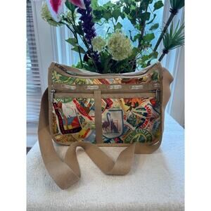 Vintage LeSportsac Classic Hobo Tour Bag - Tourist Postcards (110